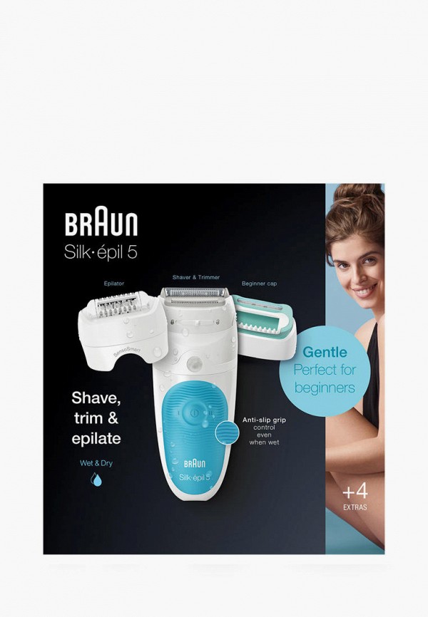 Эпилятор Braun водонепроницаемый, беспроводной, цвет: голубой ...