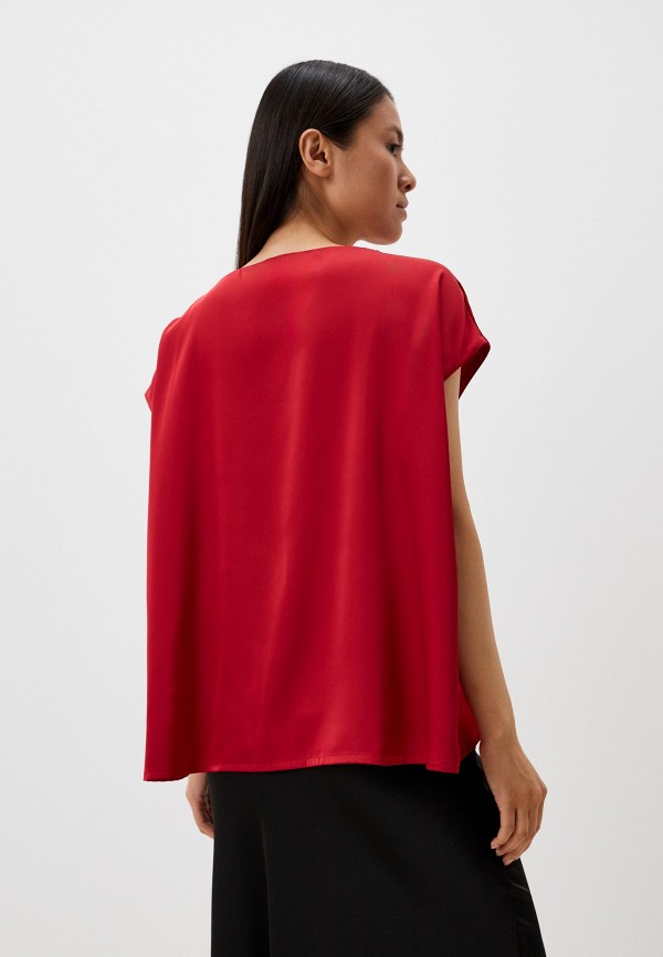 Tunkina Блуза - на широкой резинке приспущенный рукав шелк красный винный - фото 3
