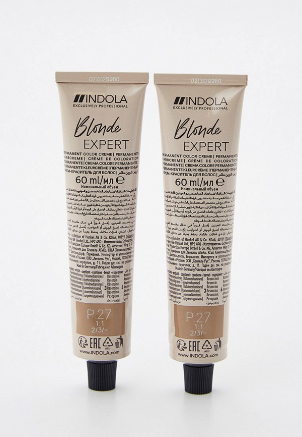 Indola Краска для волос - BLOND EXPERT PASTEL для окрашивания волос INDOLA P.27 блонд пастельный перламутровый фиолетовый, 60 мл x 2 шт. - фото 1