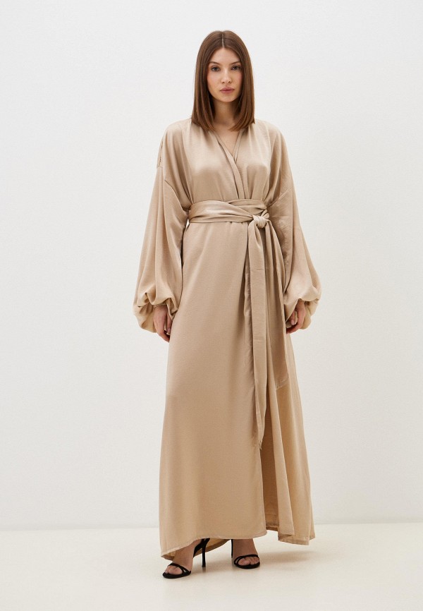 Tunkina Платье - кимоно пышные рукава, шелк крэш бежевый - фото 1