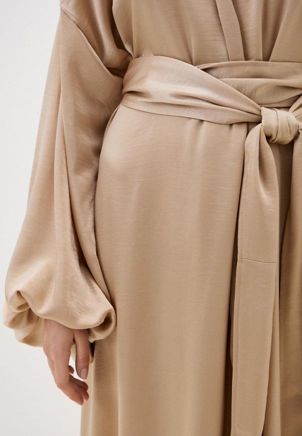 Tunkina Платье - кимоно пышные рукава, шелк крэш бежевый - фото 4
