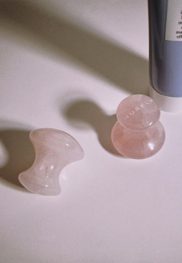 Nuself Скребок гуаша - двойной, для точечного массажа лица, из розового кварца - фото 3