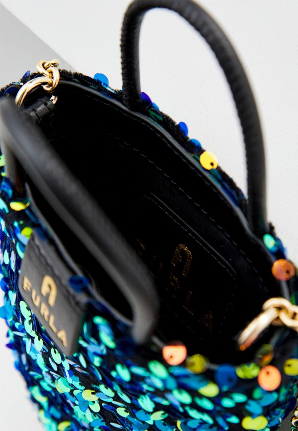 Furla Tessuto Paillettes Camelia Vertical Crossbody Toni Nero Furla Tessuto Paillettes Camelia Vertical Crossbody Toni Nero