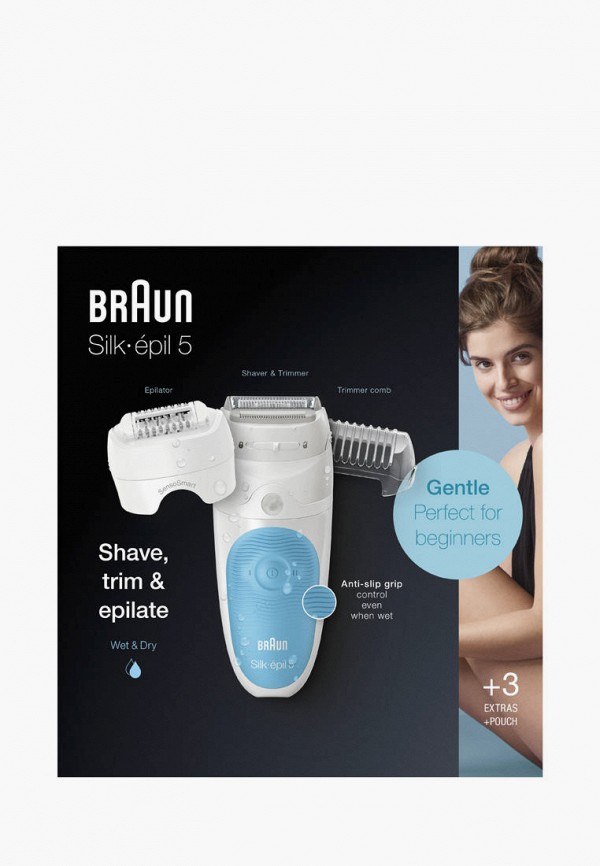Эпилятор Braun водонепроницаемый, беспроводной, цвет: голубой ...