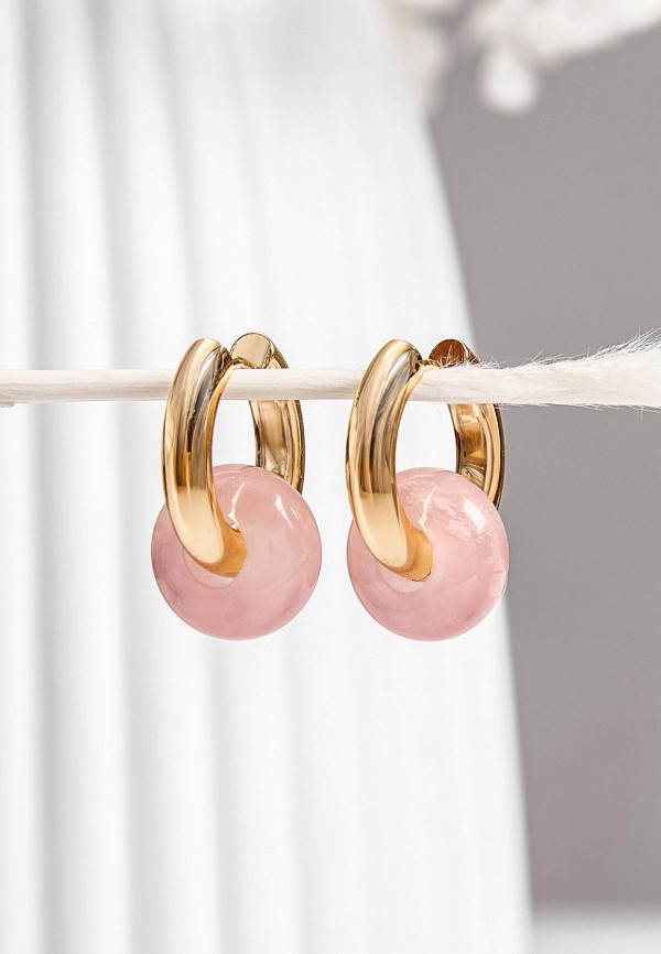 Noima Серьги - конго с розовым кварцем - фото 3