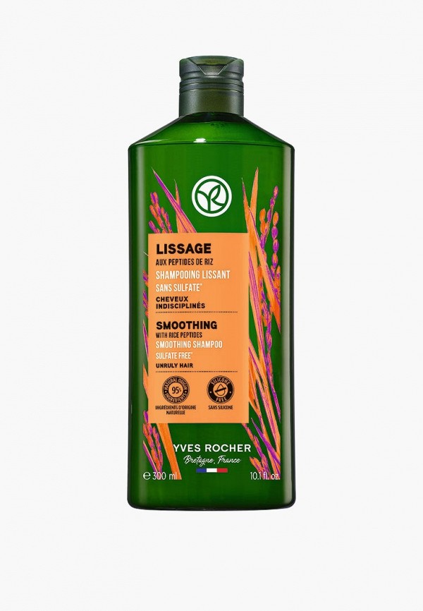 Yves Rocher Шампунь - Гладкость с Пептидами Риса - Без Cульфатов - Для непослушных волос, 300 мл - фото 1