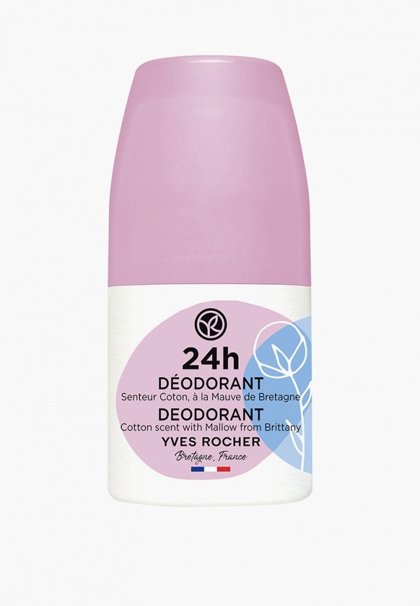 Yves Rocher Дезодорант шариковый - 24ч «Аромат Хлопка» с Мальвой, 50 мл - фото 1