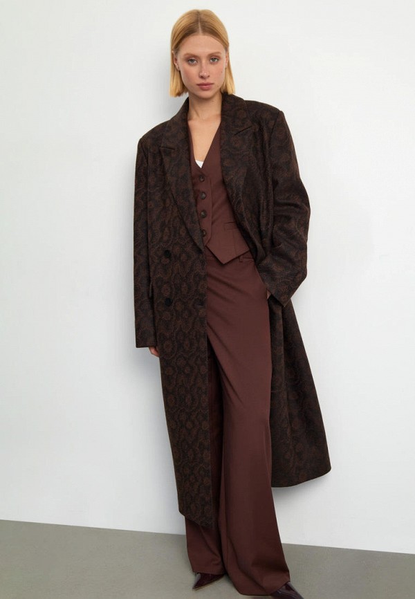 Пальто двубортное Emka Lamoda Exclusive, цвет: коричневый, MP002XW0YDPH ...