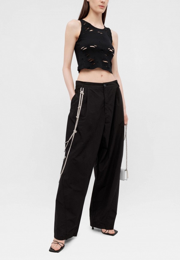 Darkpark Брюки - phebe - crystal chain adorned wide-leg pants black - фото 3