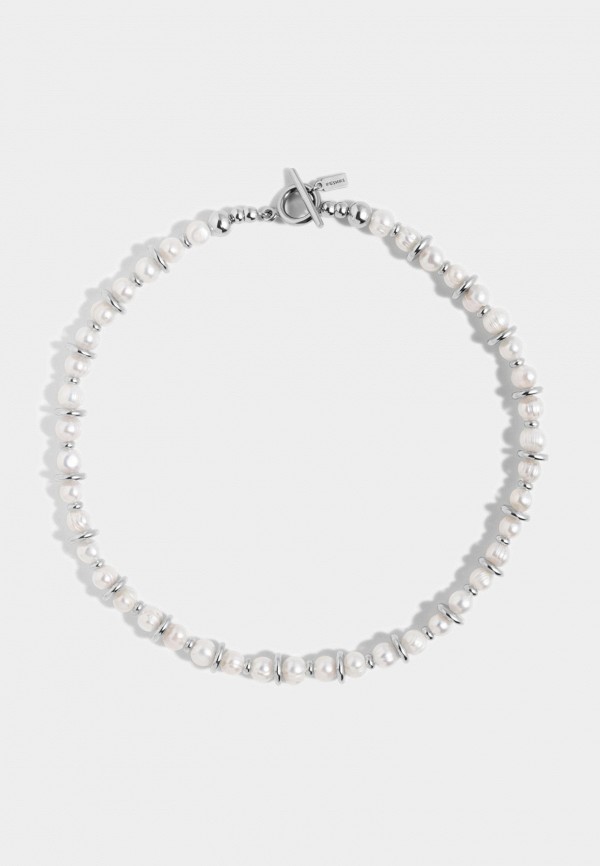 Ресурс Чокер - из белого жемчуга со стальными дисками - фото 1