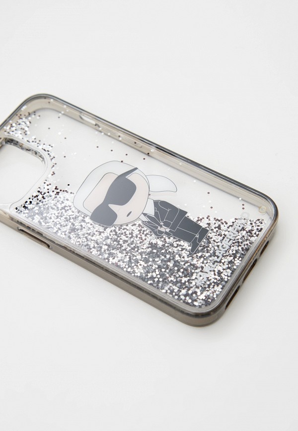 Karl Lagerfeld Чехол для iPhone - 15, силиконовый, с жидкими блестками - фото 2