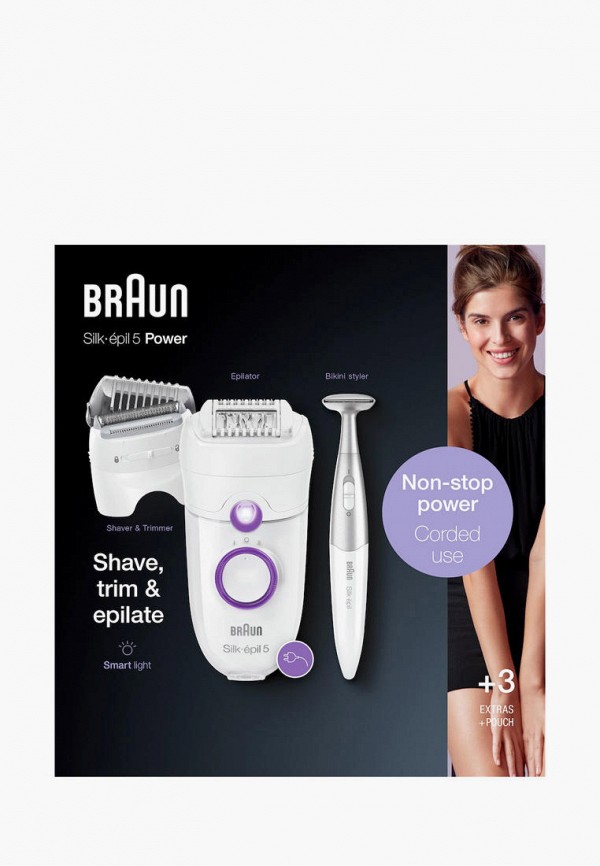 Эпилятор Braun с подсветкой SmartLight и с триммером для линии бикини ...