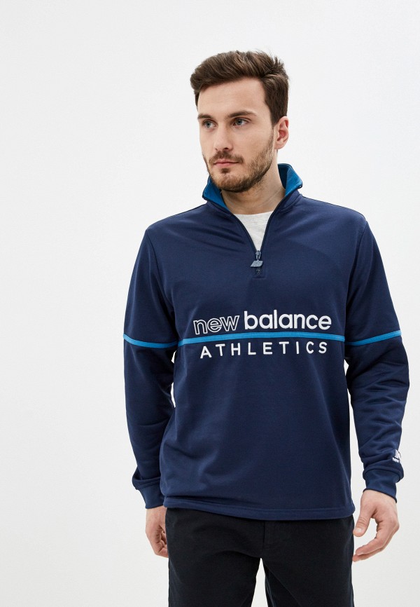 Олимпийка New Balance NB ATHLETICS TRACK 1/4 ZIP, цвет: синий, NE007EMHOSI8  — купить в интернет-магазине Lamoda