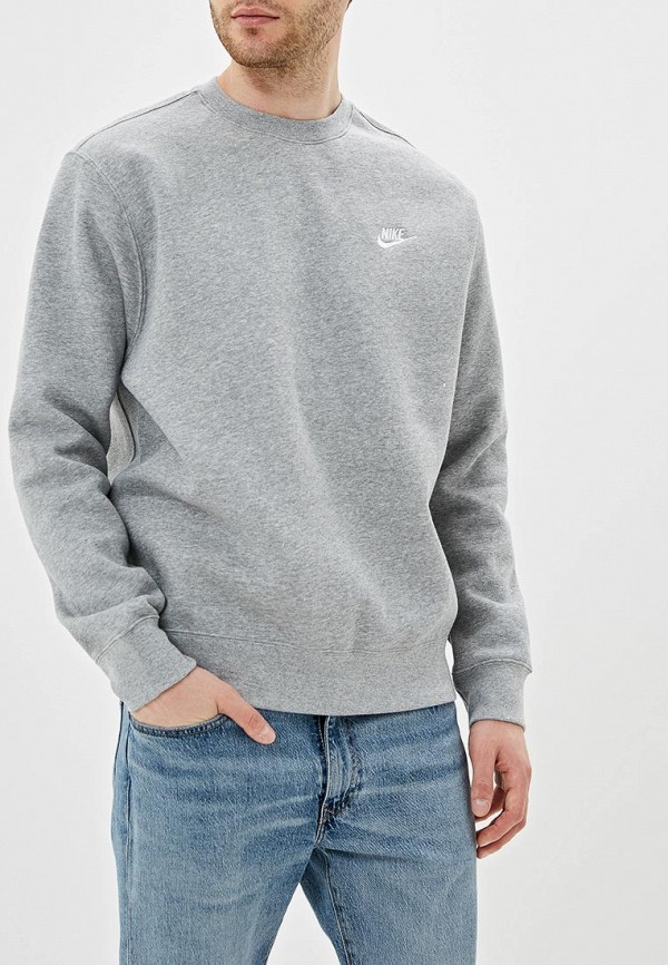 Свитшот Nike SPORTSWEAR CLUB MEN'S CREW, цвет: серый, NI464EMFLCE4 ...