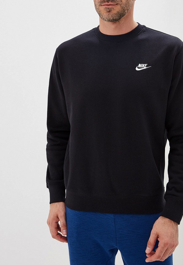 Свитшот Nike SPORTSWEAR CLUB MEN'S CREW, цвет: черный, NI464EMFLCF0 —  купить в интернет-магазине Lamoda