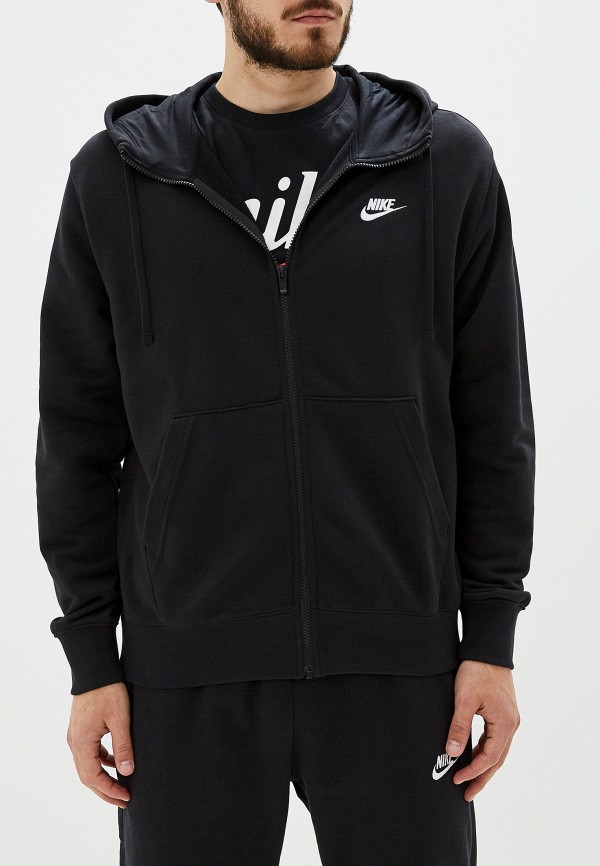 Толстовка Nike Sportswear Club Men's Full-Zip French Terry Hoodie, цвет:  черный, NI464EMFLCG8 — купить в интернет-магазине Lamoda