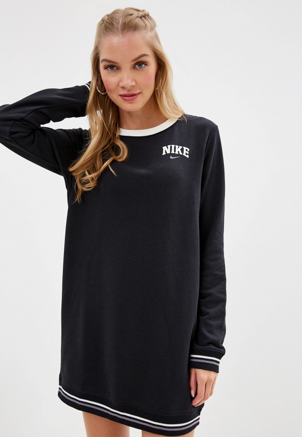 Платье Nike SPORTSWEAR WOMEN'S LONG-SLEEVE FLEECE DRESS, цвет: черный,  NI464EWFLCS0 — купить в интернет-магазине Lamoda