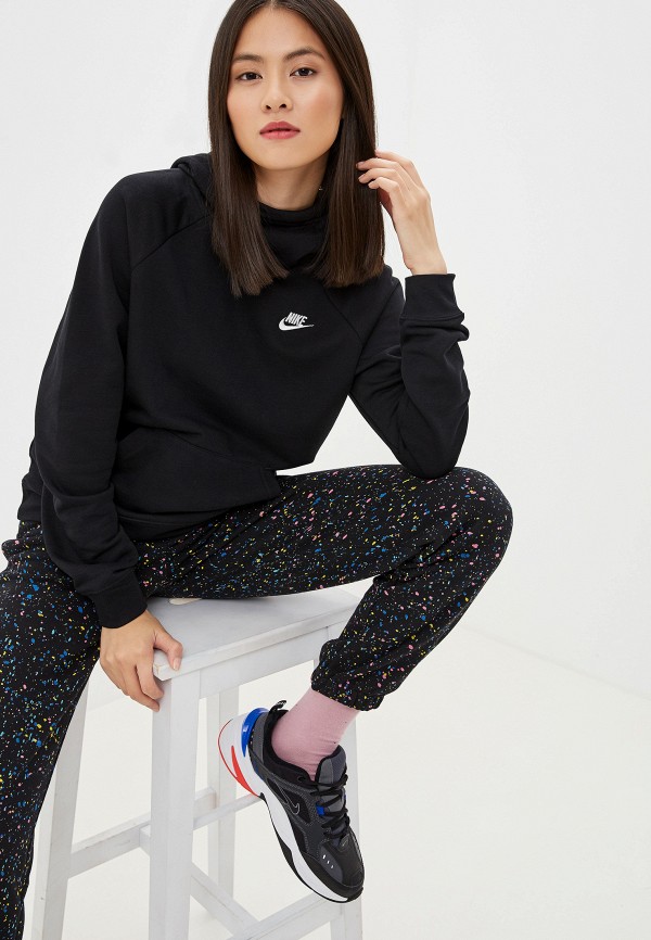 Худи Nike Sportswear Essential Women's Funnel-Neck Fleece Pullover Hoodie,  цвет: черный, NI464EWFLCW5 — купить в интернет-магазине Lamoda