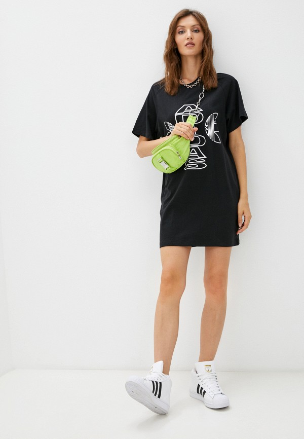 Платье adidas Originals TEE DRESS, цвет: черный, RTLAAM787601 — купить в  интернет-магазине Lamoda