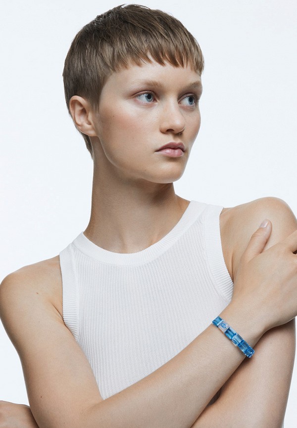 Браслет Swarovski® Letra, покрытие родий, цвет: голубой, RTLAAN836601 —купить в интернет-магазине Lamoda