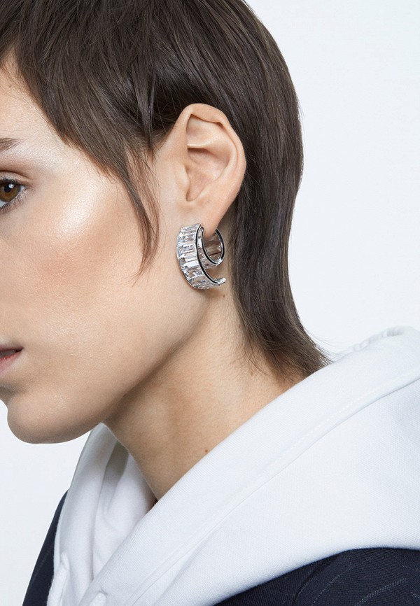 Swarovski® Серьги - Matrix, родиевое покрытие - фото 2