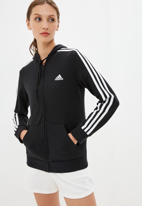 Толстовка adidas W 3S FT FZ HD, цвет: черный, RTLAAP953801 — купить в  интернет-магазине Lamoda