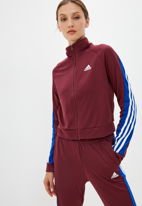Костюм спортивный adidas W TEAMSPORT TS, цвет: бордовый, RTLAAP963401 — купить в интернет-магазине Lamoda
