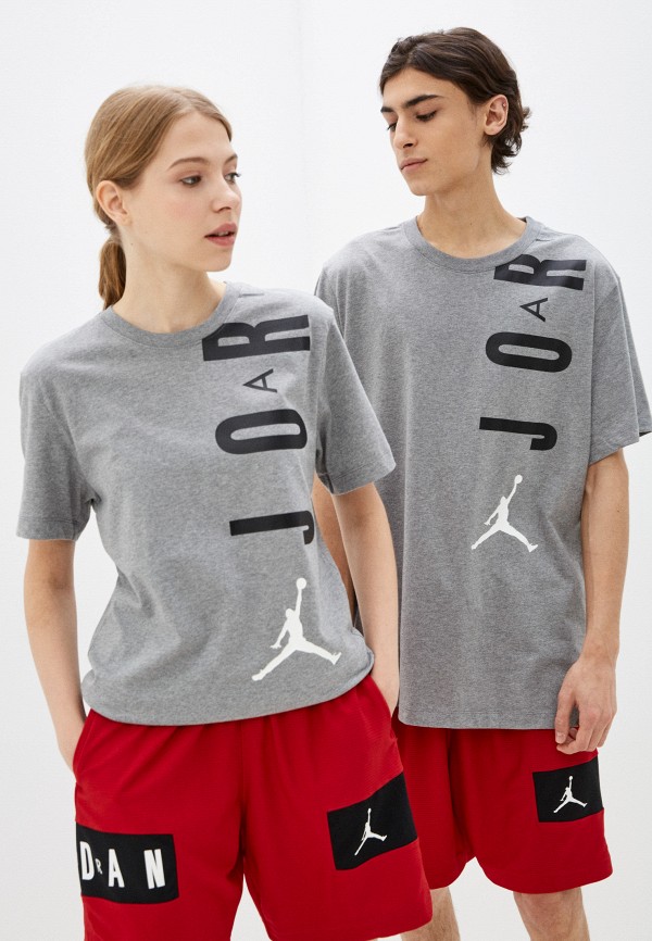 Футболка Jordan M J JDN AIR STRETCH SS CREW, цвет: серый, RTLAAT589802 ...