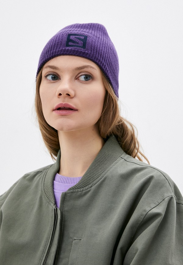 Шапка Salomon LOGO BEANIE, цвет: фиолетовый, RTLAAT759101 — купить в ...