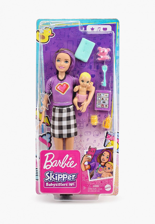 Barbie Кукла - Barbie Кукла Скиппер Няня в клетчатой юбке с малышом и аксессуарами - фото 1