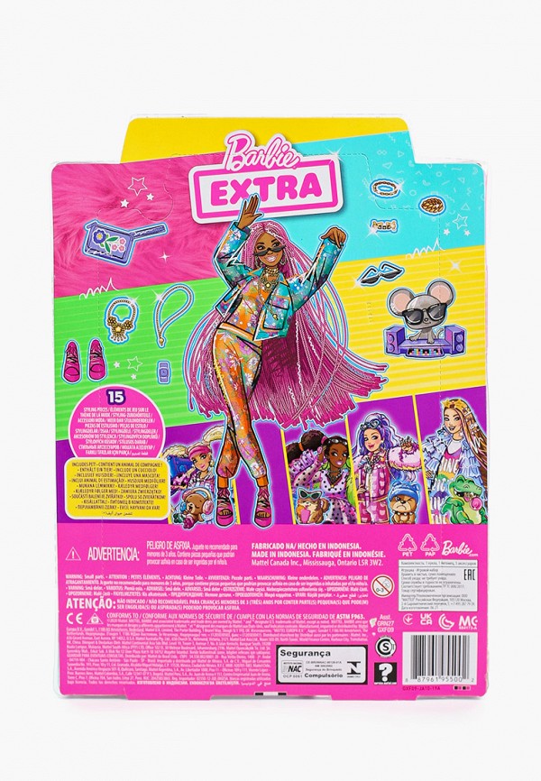Кукла Barbie Barbie Экстра с розовыми косичками, цвет: мультиколор ...