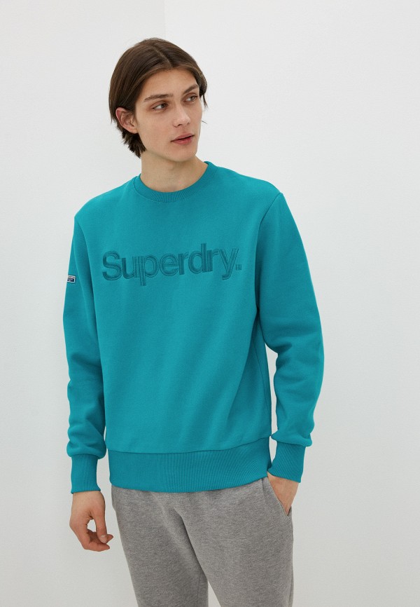 Свитшот Superdry, цвет: бирюзовый, RTLAAZ419601 — купить в  интернет-магазине Lamoda