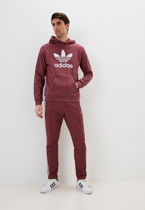 Adidas trefoil hoodie burgundy hotsell