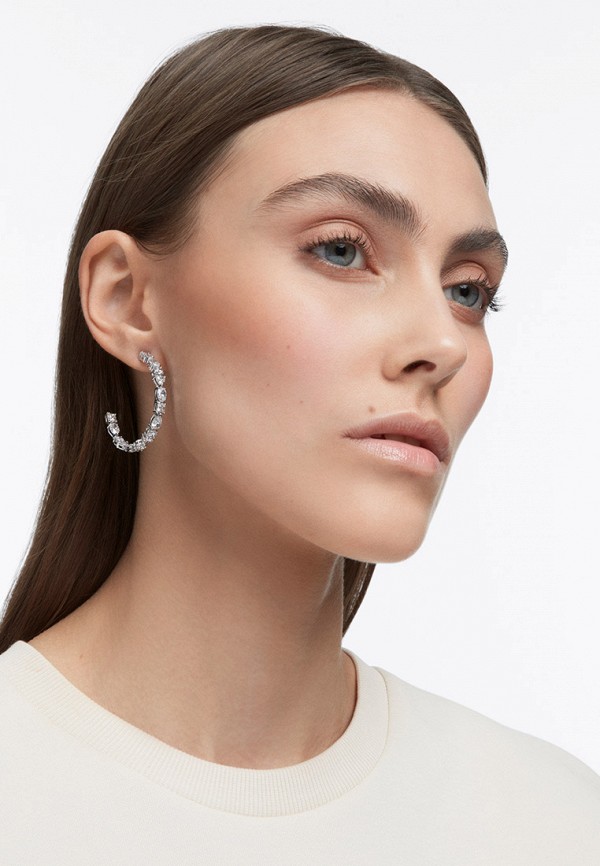 Swarovski® Серьги - Tennis Dlx, с родиевым покрытием - фото 2