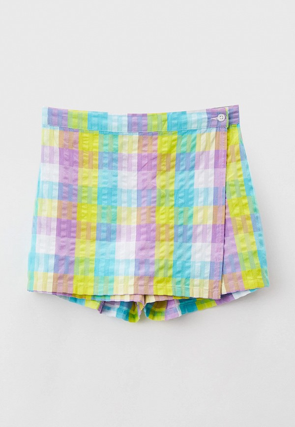 Shorts Fille United Colors Of Benetton - Denim Chambray Avec Broderie, Taille élastique, 2 Tons Lavage