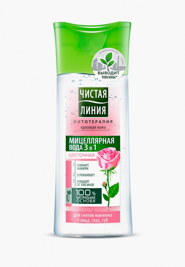 Мицеллярная вода Чистая Линия 3в1 Роза, 100 мл, цвет: прозрачный ...