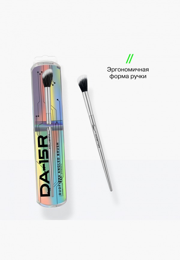 Influence Beauty Кисть для лица - "DA–15R" скошенная кисть-дуофибра. максимально удобное нанесение, распределение и растушевка хайлайтера, консилера и румян любой текстуры, 1 шт - фото 4