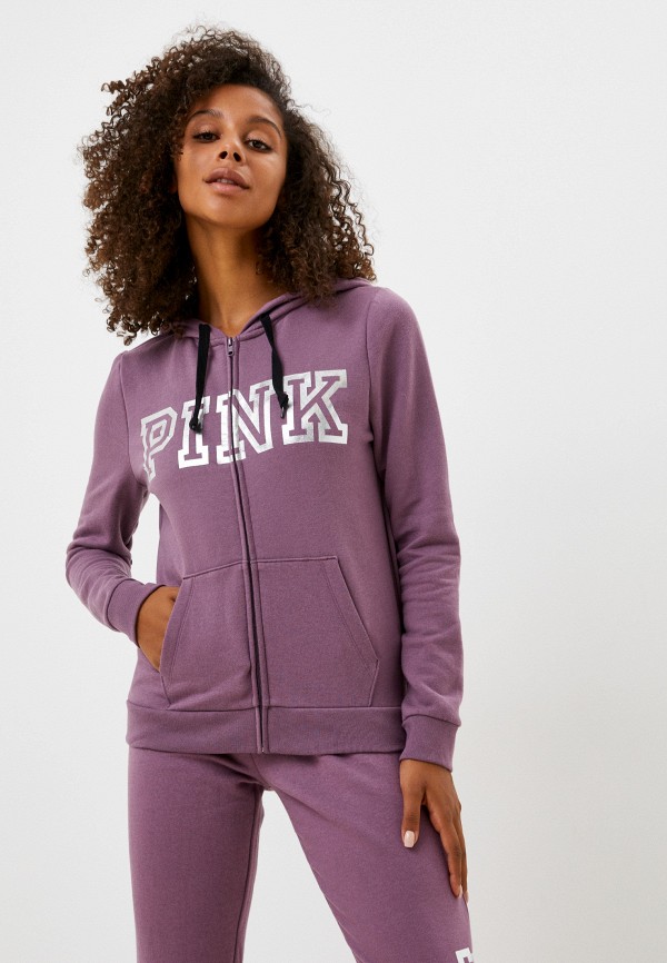 Толстовка Victoria's Secret Pink FULL ZIP SECOND LT, цвет: фиолетовый,  RTLABX949001 — купить в интернет-магазине Lamoda
