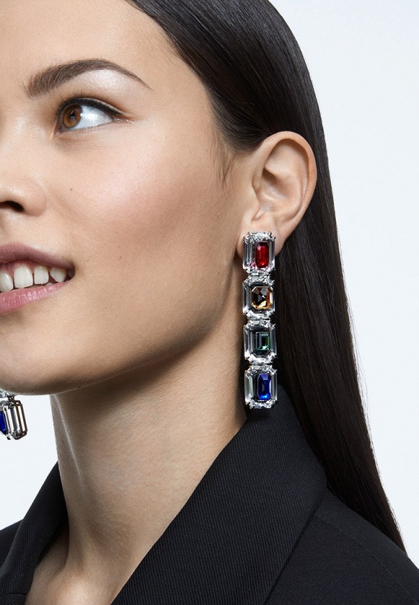 Swarovski® Серьги - Chroma, покрытие родий - фото 2