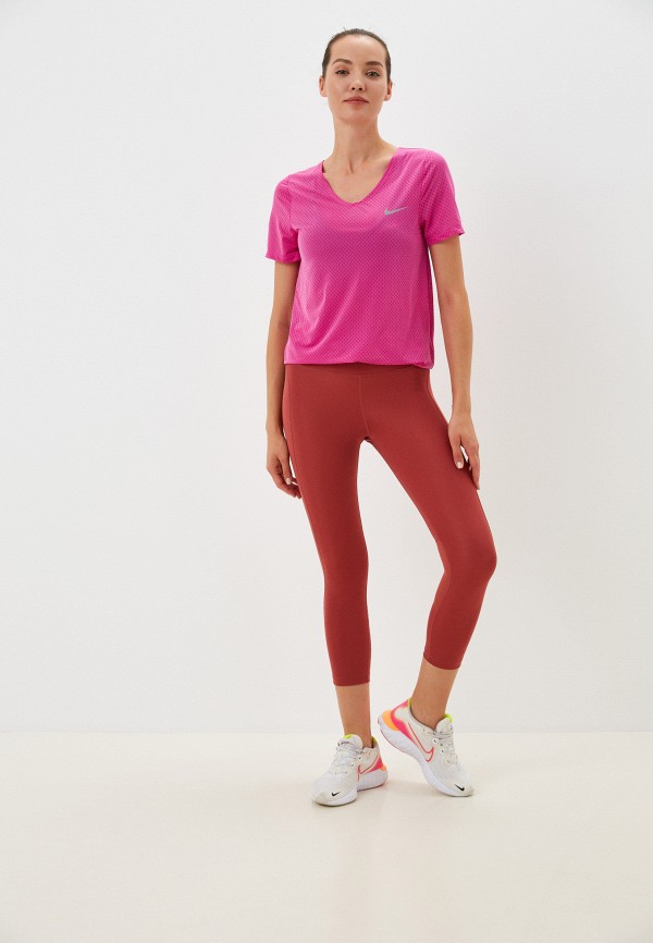Футболка спортивная Nike W NK TOP SS BREATHE NFS, цвет: фуксия ...