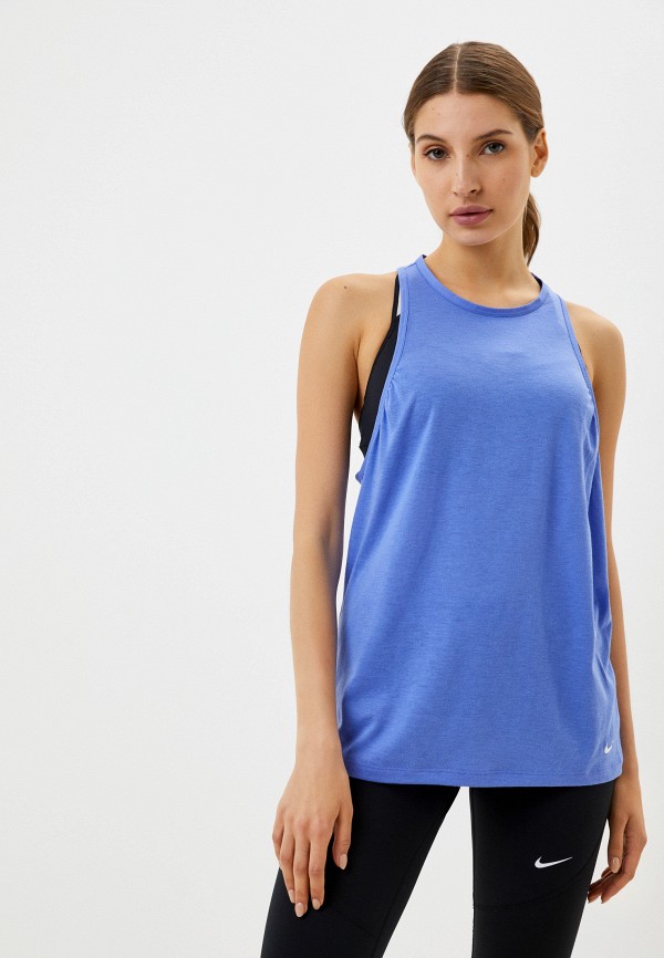 Майка спортивная Nike W NK TANK ICN CLSH BST NFS, цвет: синий ...