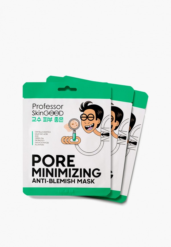 Professor SkinGood Маски для лица 3 шт. - для проблемной кожи, Pore minimizing anti-blemish mask, с салициловой кислотой и пробиотиками - фото 1