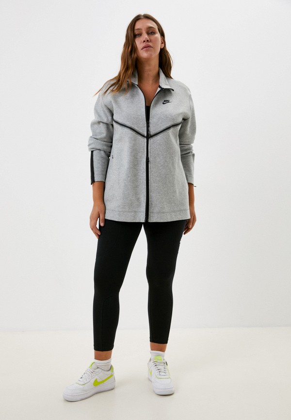 Олимпийка Nike W NSW TCH FLC LONG FZ, цвет: серый, RTLABZ300501 ...