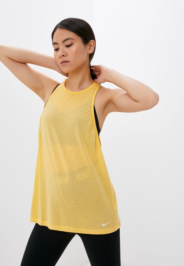 Майка спортивная Nike W NK TANK ICN CLSH BST, цвет: желтый ...
