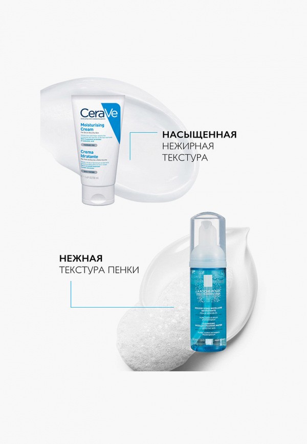 CeraVe Набор для ухода за лицом - Увлажняющий крем CeraVe, 50 мл + Мицеллярная пенка La Roche-Posay, 50 мл В ПОДАРОК - фото 6