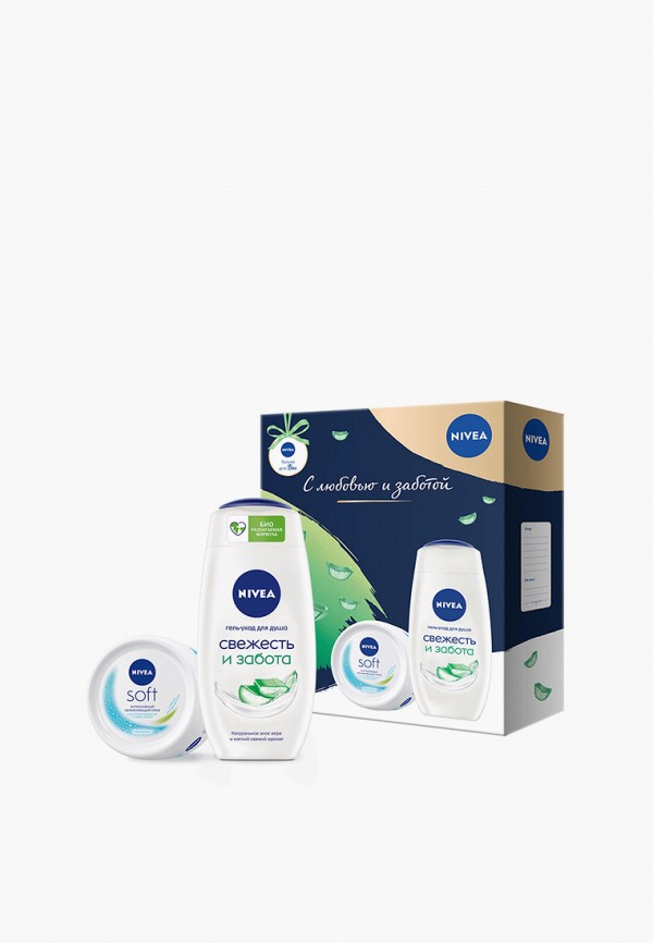Набор для душа Nivea Крем Софт + гель для душа Алое, цвет: прозрачный ...