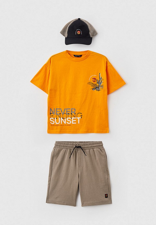 Футболка, шорты и бейсболка Nukutavake by Mayoral - цвет: бежевый, оранжевый.