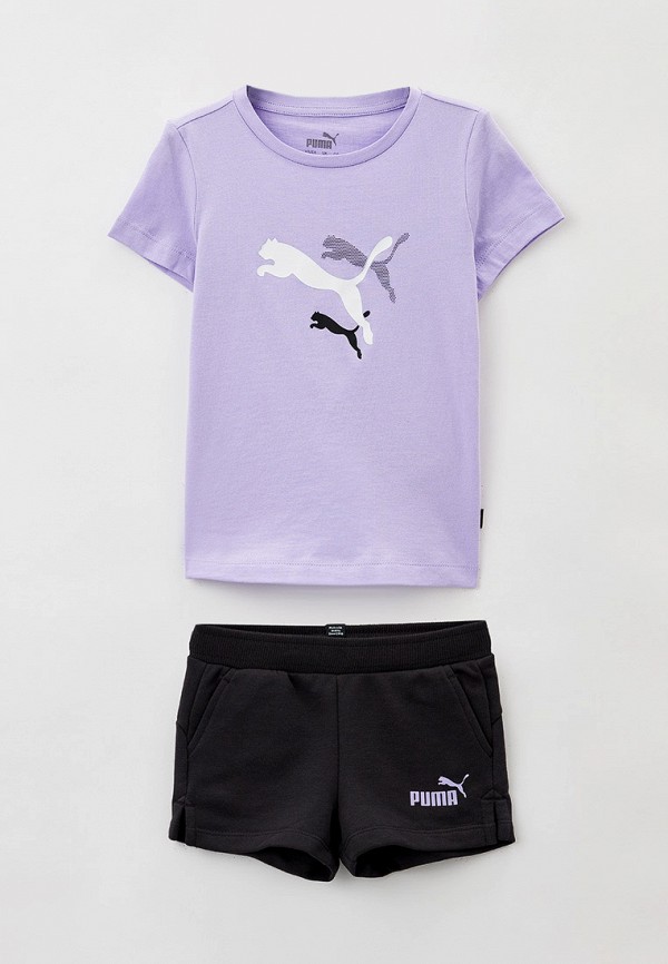 PUMA Костюм спортивный - Graphic Tee & Shorts Set G Vivid Violet- - фото 1