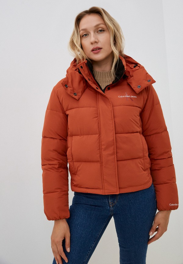 Calvin klein orange parka deals
