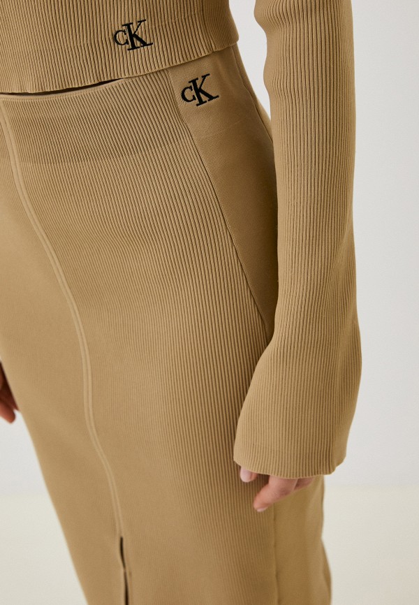 Юбка Calvin Klein Jeans, цвет: бежевый, RTLACR713601 — купить в ...